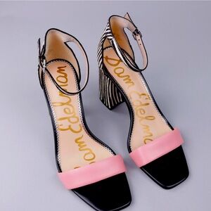 Sam Edelman Daniella Zebra Print Calf Hair & Suede Sandals Block Heel Size 12